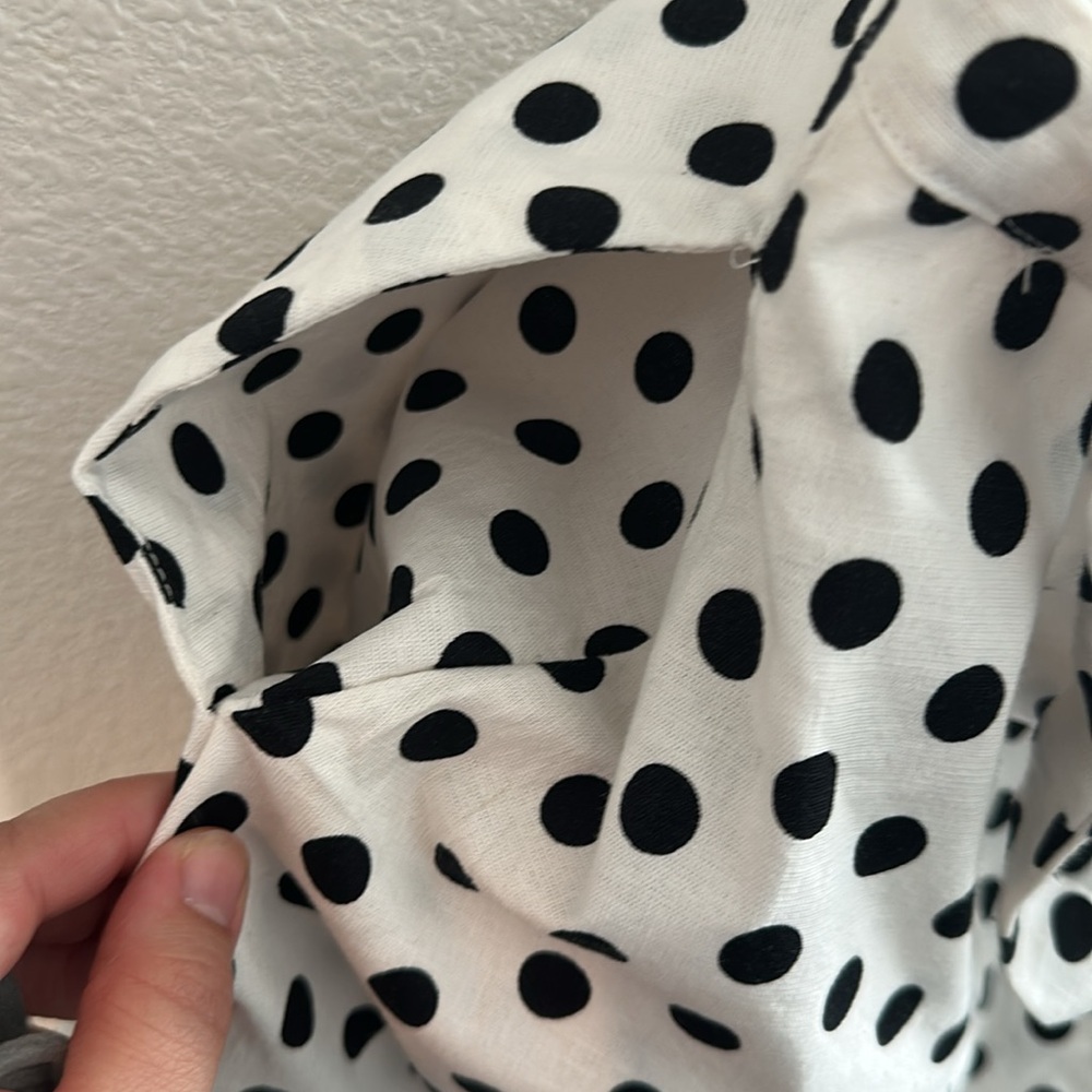 Unique Vintage Black and White Polka Dot Skort Romper with pockets size Med - Picture 8 of 9
